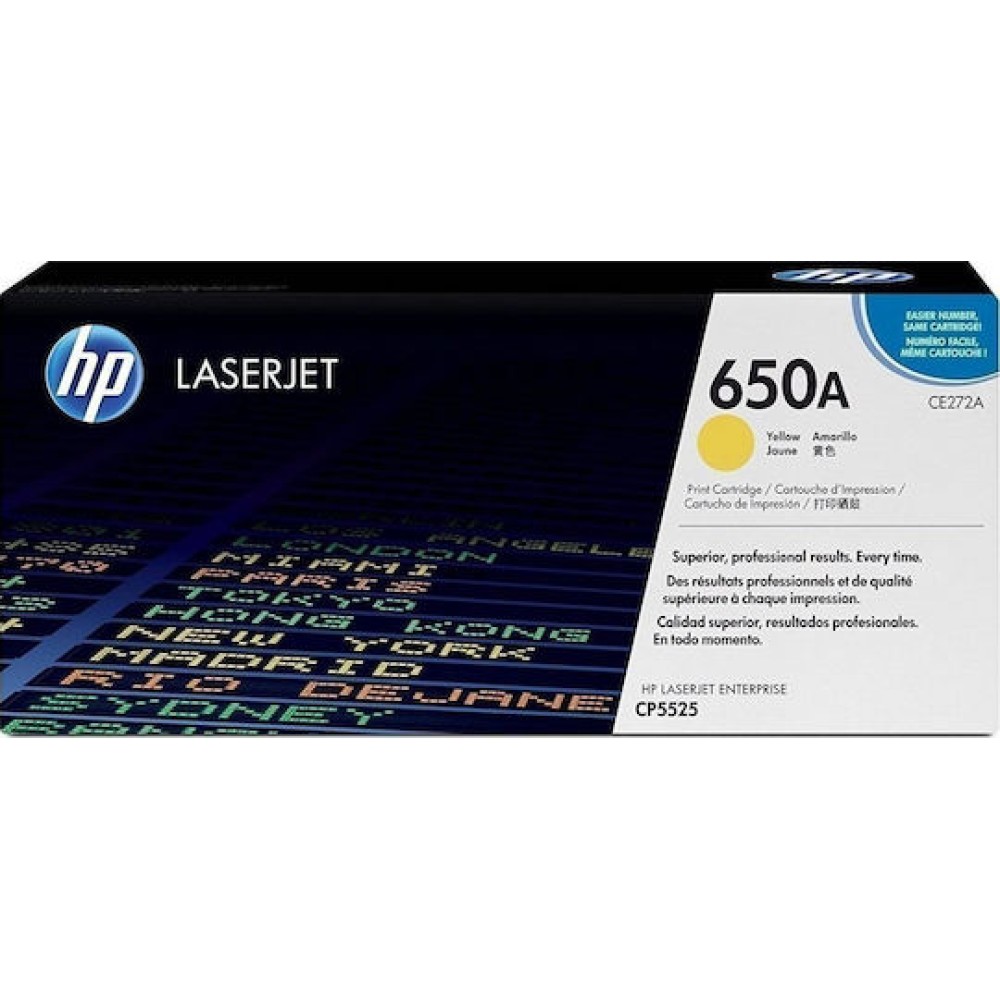 HP 650A Γνήσιο Toner Laser Εκτυπωτή Κίτρινο 15000 Σελίδων (CE272A)