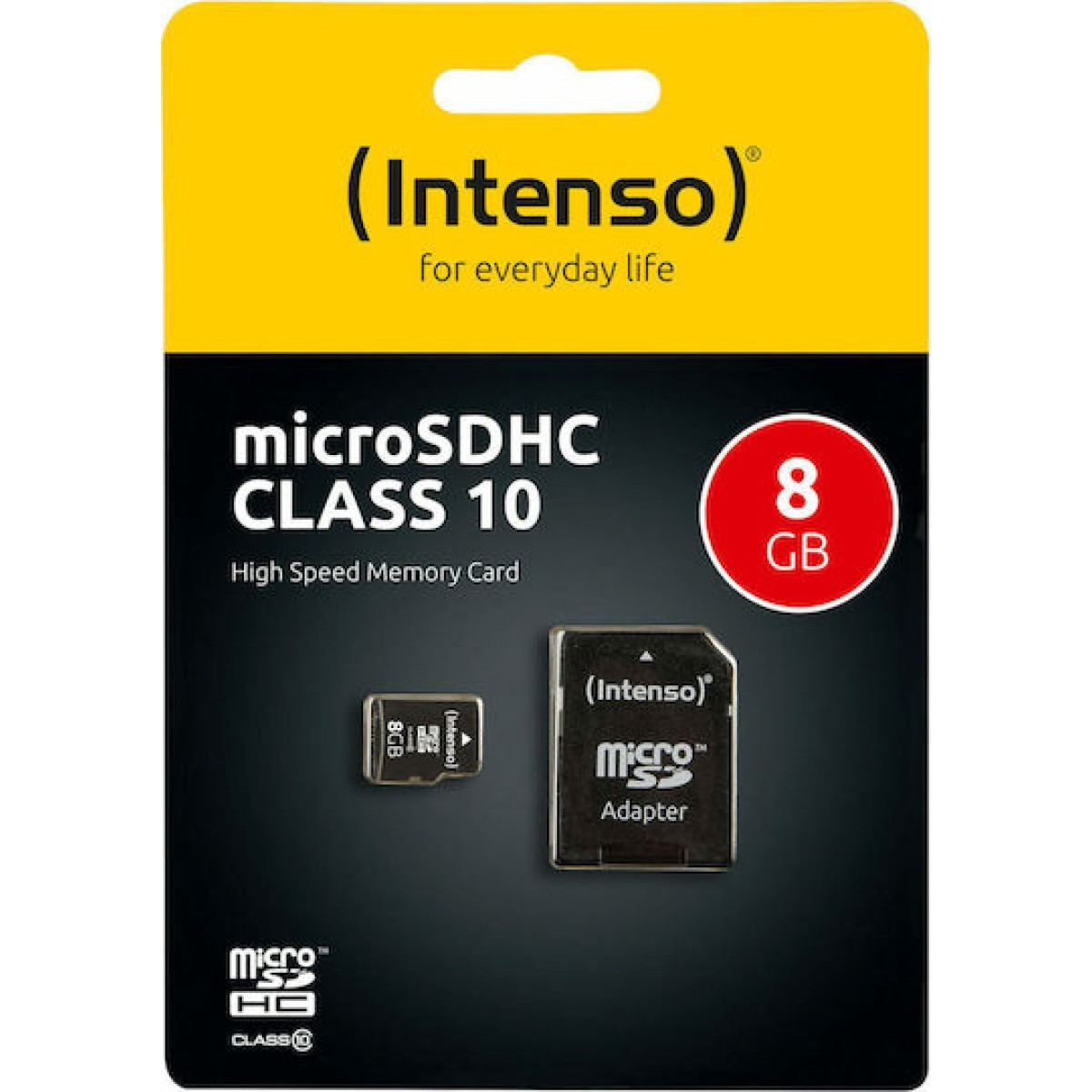 Intenso microSDHC 8GB Class 10 High Speed με αντάπτορα