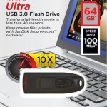 Sandisk Ultra 64GB USB 3.0 Stick Μαύρο