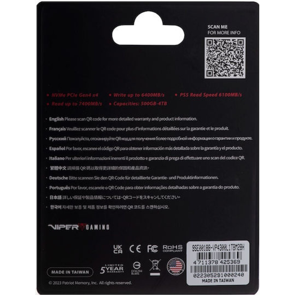 Patriot VP4300 Lite SSD 1TB M.2 NVMe PCI Express 4.0