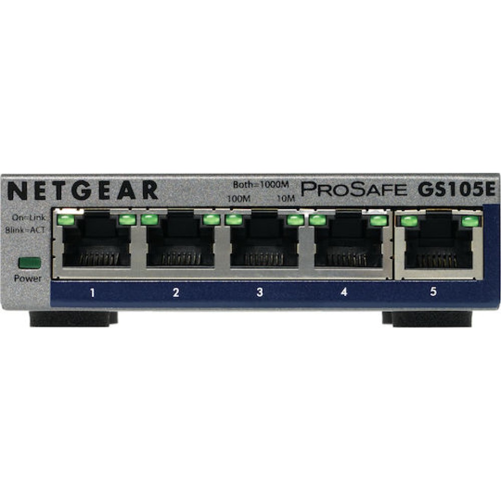 NetGear GS105E v2 Unmanaged L2 Switch με 5 Θύρες Gigabit (1Gbps) Ethernet
