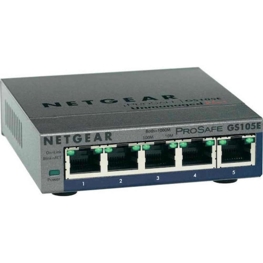 NetGear GS105E v2 Unmanaged L2 Switch με 5 Θύρες Gigabit (1Gbps) Ethernet