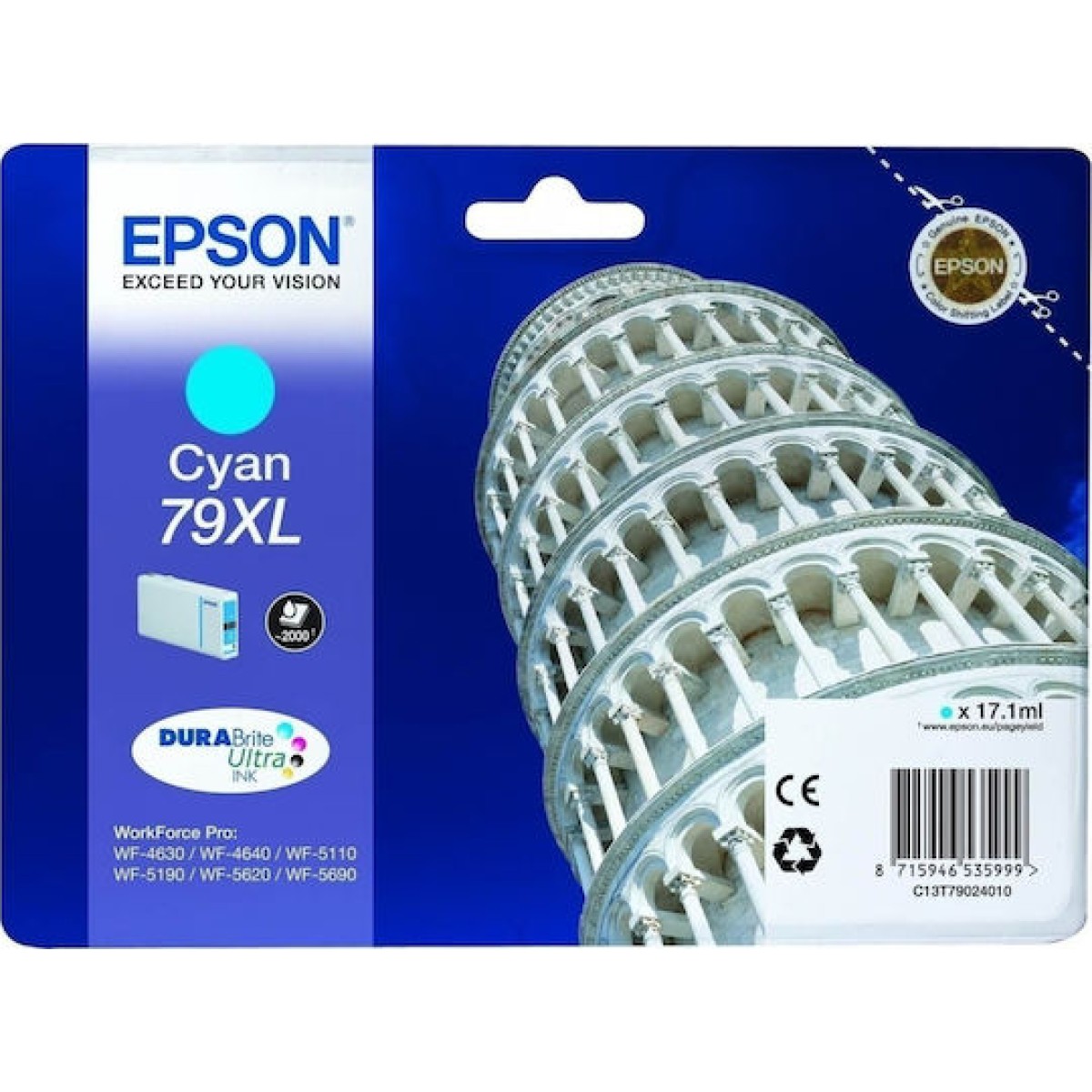 Epson 79XL Γνήσιο Μελάνι Εκτυπωτή InkJet Κυανό (C13T79024010)