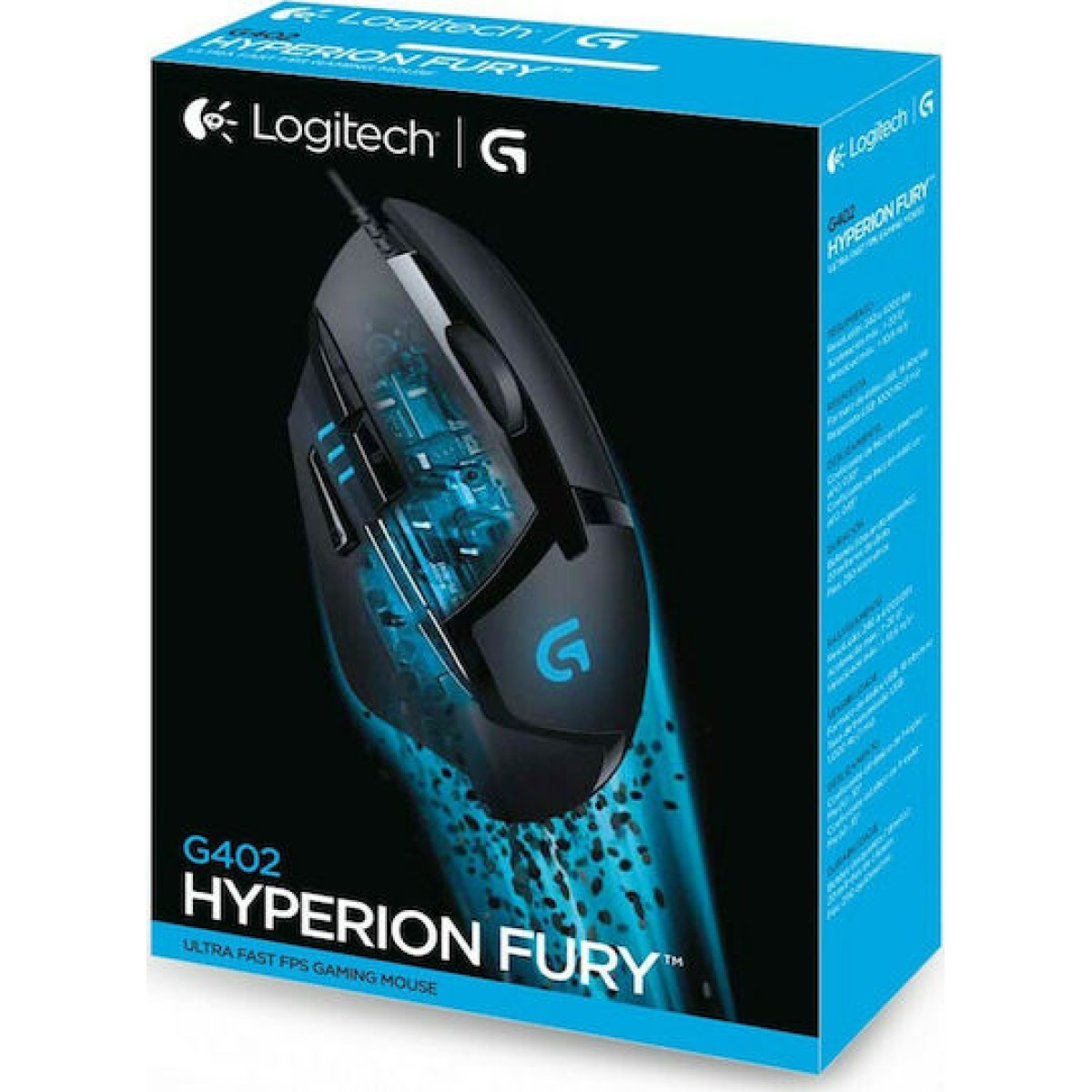 Logitech G402 Hyperion Fury Ultra-Fast FPS Gaming Ποντίκι 4000 DPI Μαύρο