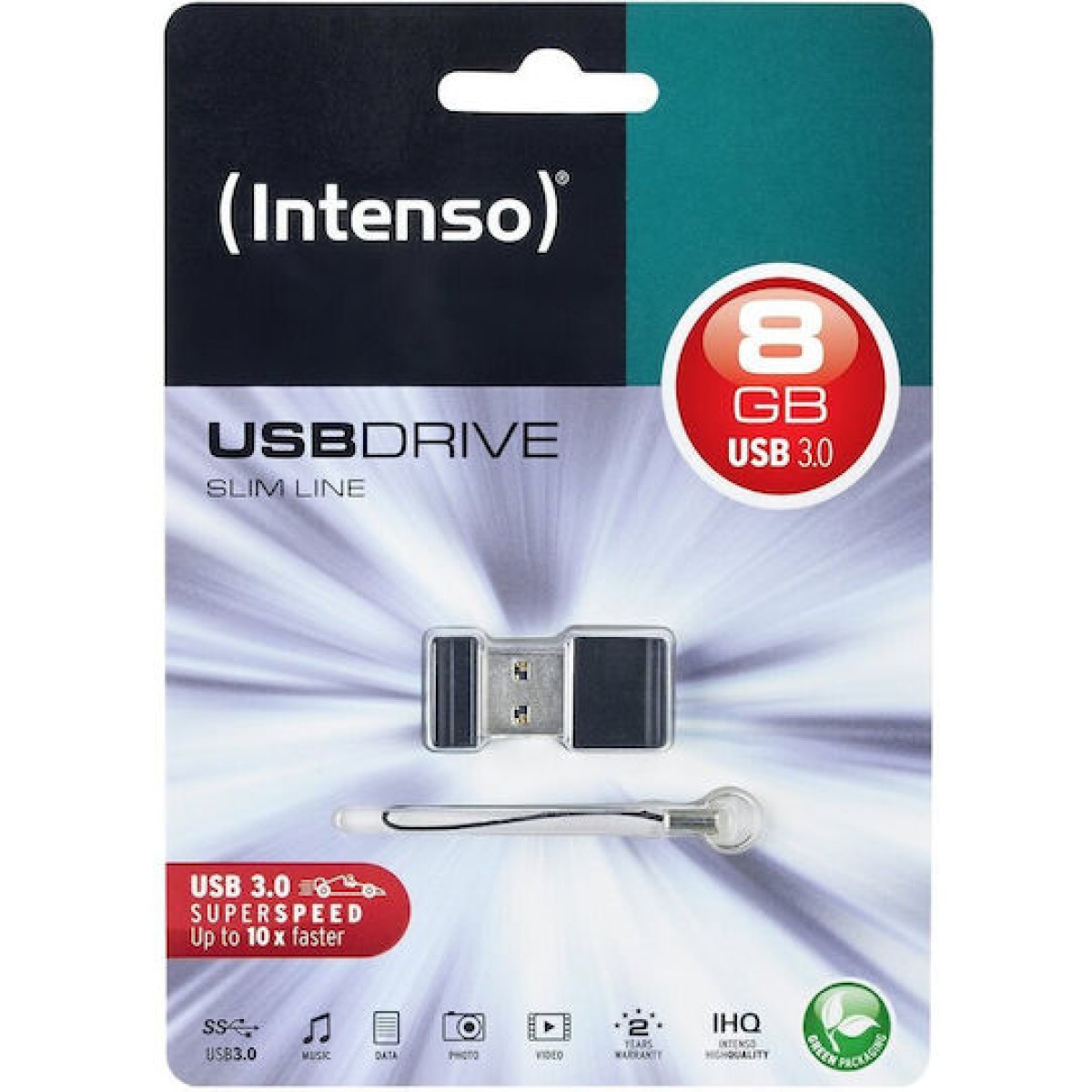 Intenso Slim Line 8GB USB 3.0 Stick Μαύρο