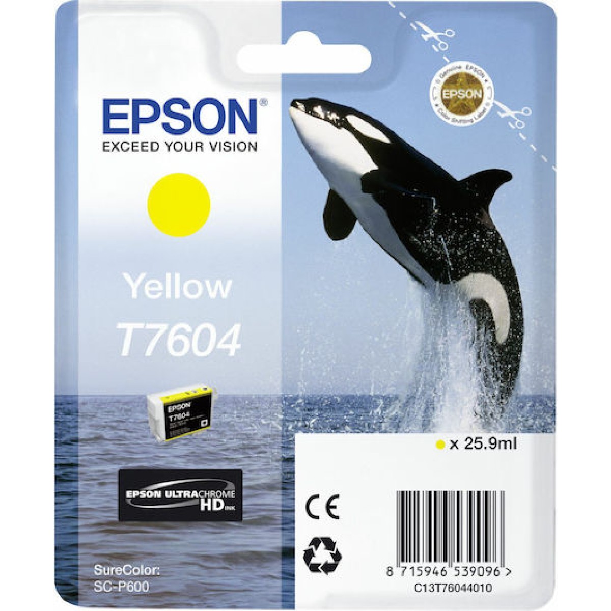 Epson T7604 Γνήσιο Μελάνι Εκτυπωτή InkJet Κίτρινο (C13T76044010)