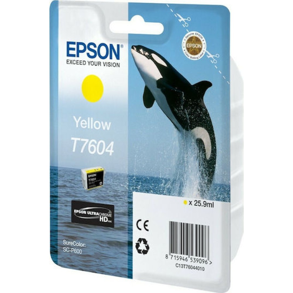 Epson T7604 Γνήσιο Μελάνι Εκτυπωτή InkJet Κίτρινο (C13T76044010)