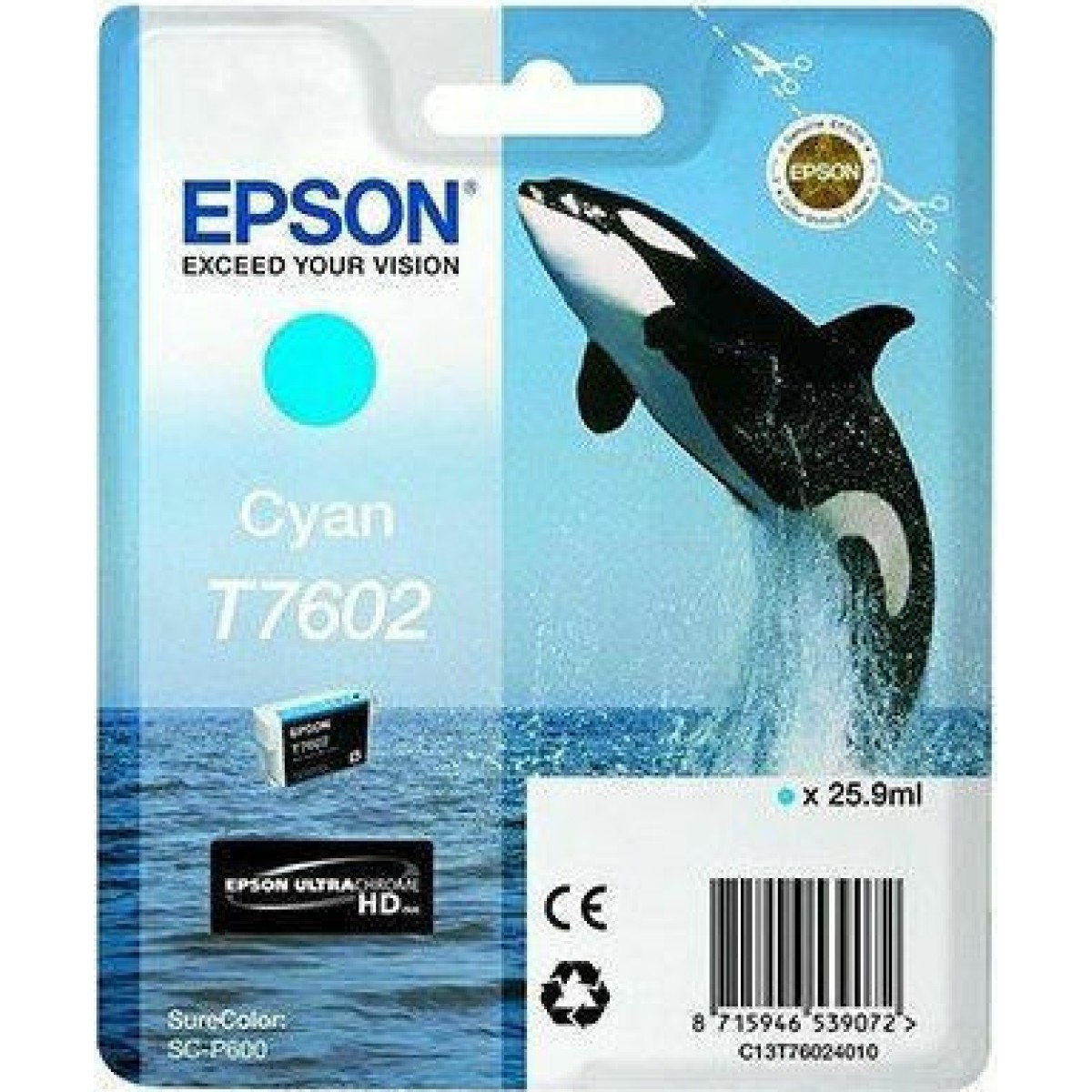 Epson T7602 Γνήσιο Μελάνι Εκτυπωτή InkJet Κυανό (C13T76024010)