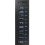 Icy Box USB 3.0 Hub 10 Θυρών με σύνδεση USB-A & Θύρα Φόρτισης και Εξωτερική Παροχή Ρεύματος
