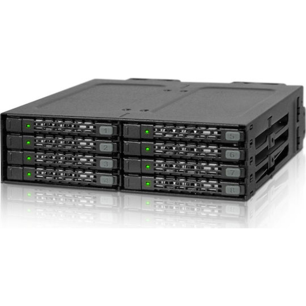 Icy Dock ToughArmor Rugged Full Metal 8-Bay 2.5 Inch SATA HDD/SSD (7mm) Backplane Cage for External 5.25 Inch Bay Μαύρο (MB998SP-B)