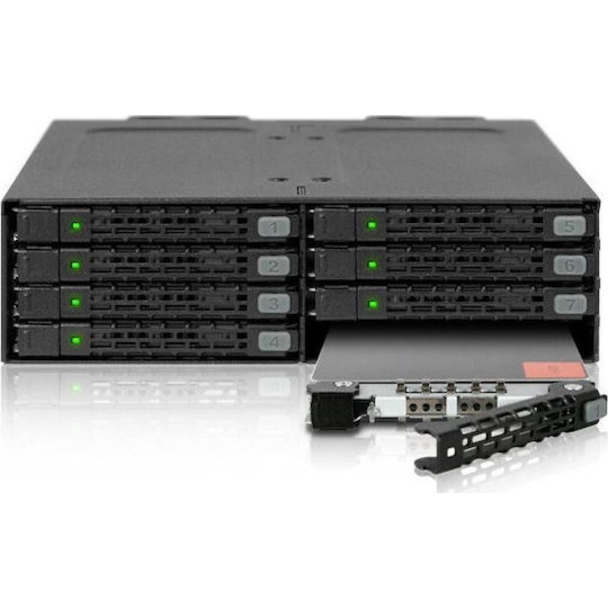 Icy Dock ToughArmor Rugged Full Metal 8-Bay 2.5 Inch SATA HDD/SSD (7mm) Backplane Cage for External 5.25 Inch Bay Μαύρο (MB998SP-B)