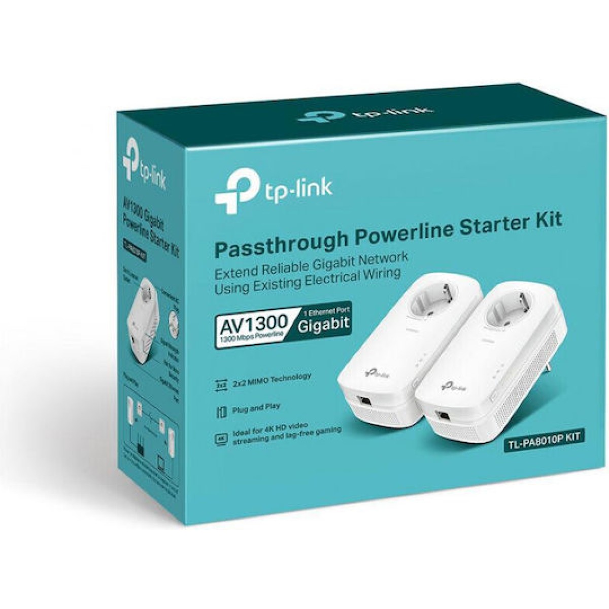 TP-LINK TL-PA8010P KIT v4 Powerline Διπλό για Ενσύρματη Σύνδεση με Passthrough Πρίζα και Θύρα Gigabit Ethernet
