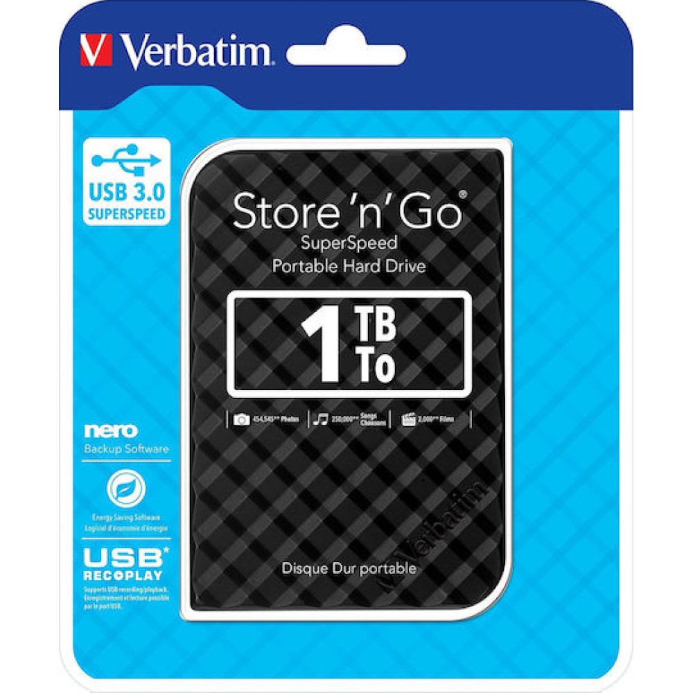 Verbatim Store 'n' Go Gen 2 USB 3.0 Εξωτερικός HDD 1TB 2.5