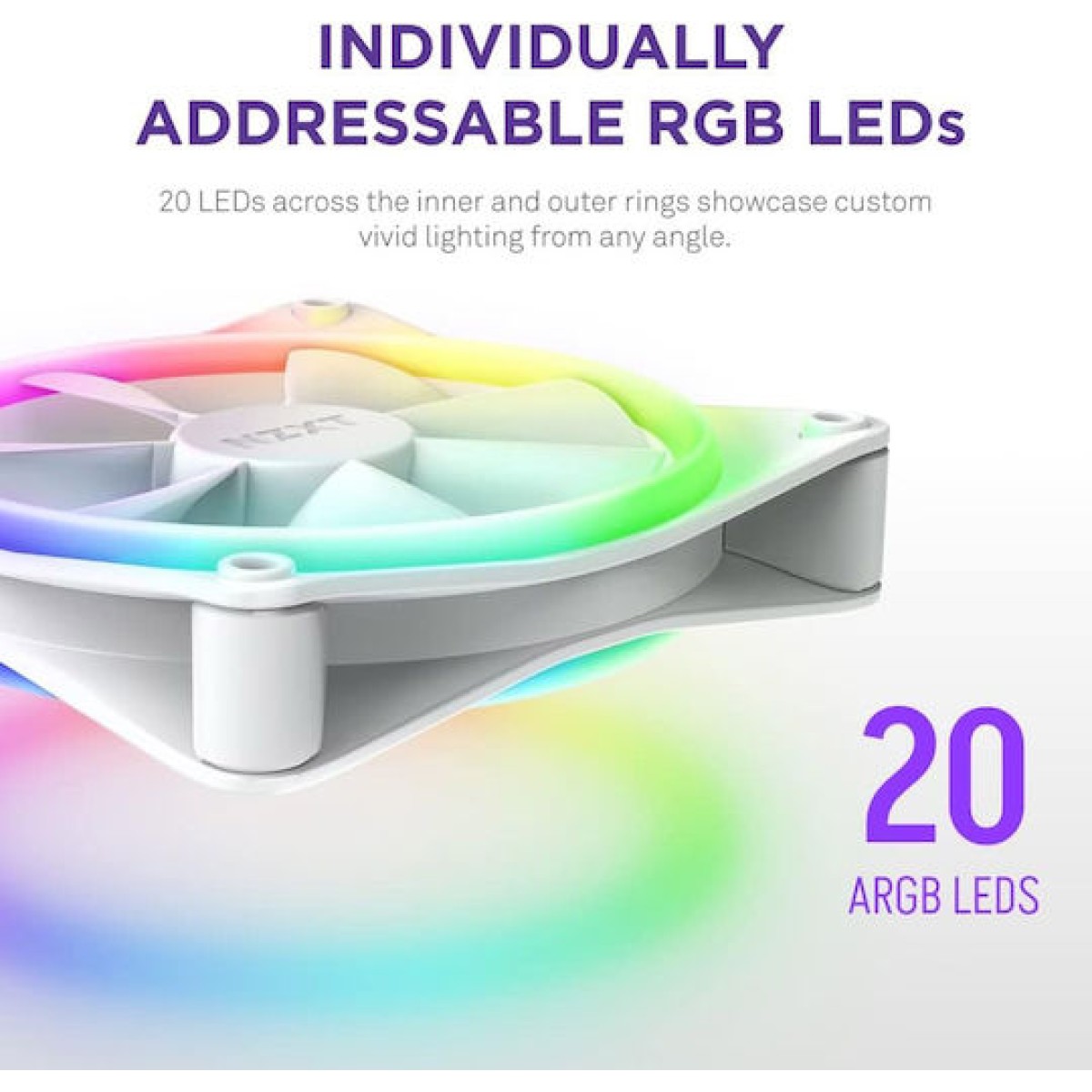 NZXT F120 RGB Duo Case Fan με Σύνδεση 4-Pin PWM Λευκό