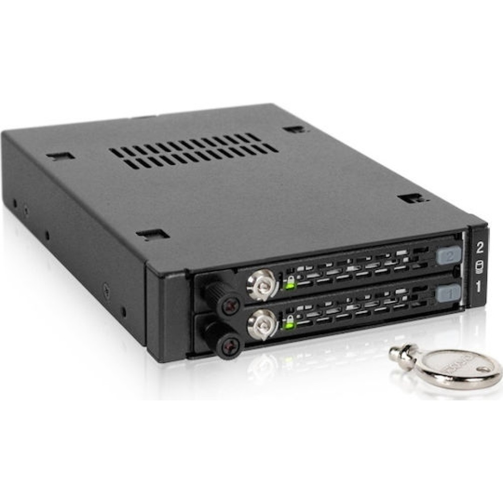 Icy Dock ToughArmor EX Industrial Rugged Full Metal 2x 2.5 Inch SATA/SAS HDD/SSD Mobile Rack for External 3.5 Inch Drive Bay Μαύρο (MB492SKL-B)