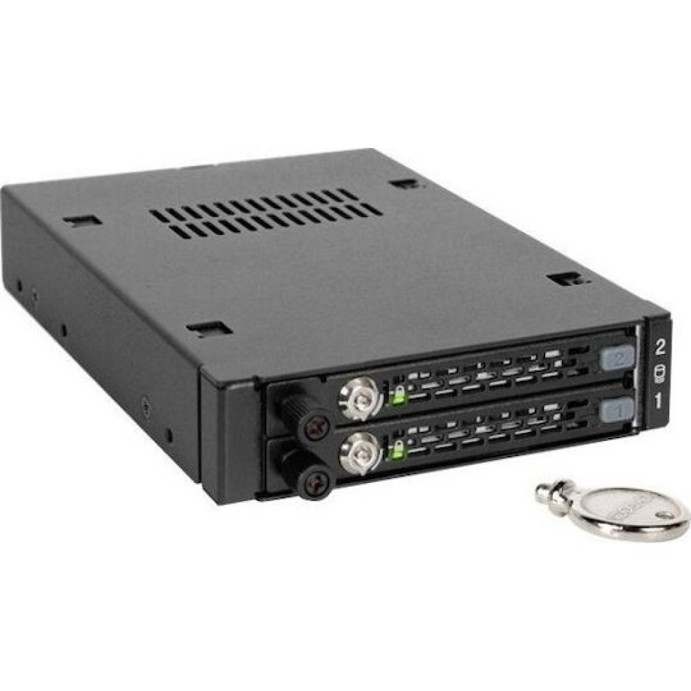 Icy Dock ToughArmor EX Industrial Rugged Full Metal 2x 2.5 Inch SATA/SAS HDD/SSD Mobile Rack for External 3.5 Inch Drive Bay Μαύρο (MB492SKL-B)