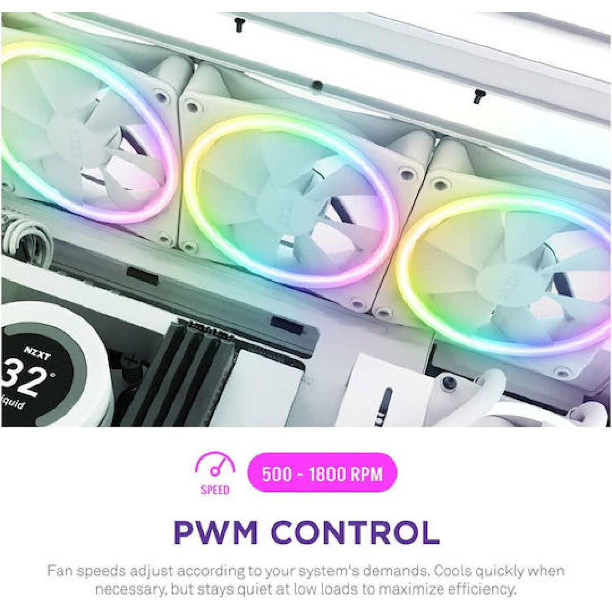 NZXT F120 RGB Duo Case Fan με Σύνδεση 4-Pin PWM Λευκό