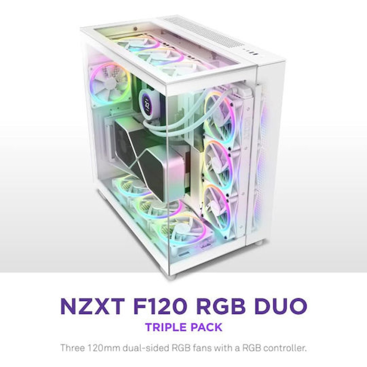 NZXT F120 RGB Duo Case Fan με Σύνδεση 4-Pin PWM Λευκό