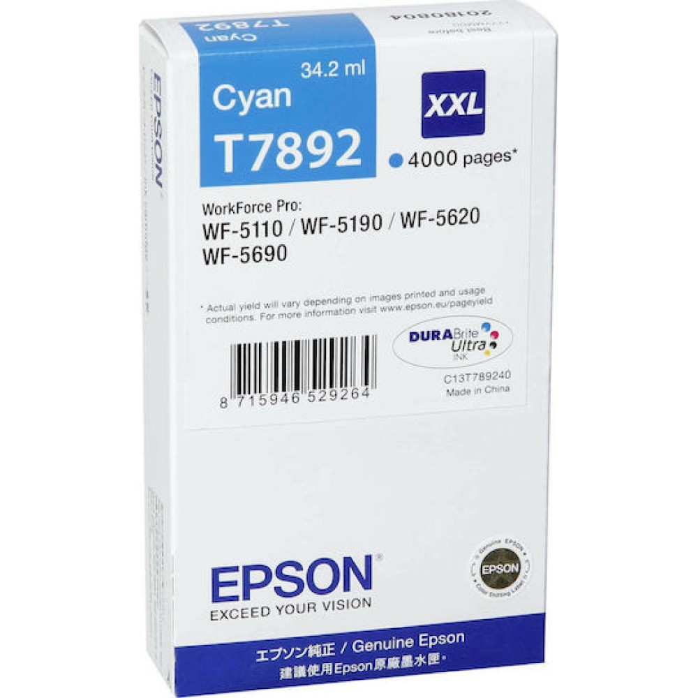 Epson T7892XXL Γνήσιο Μελάνι Εκτυπωτή InkJet Κυανό (C13T789240)