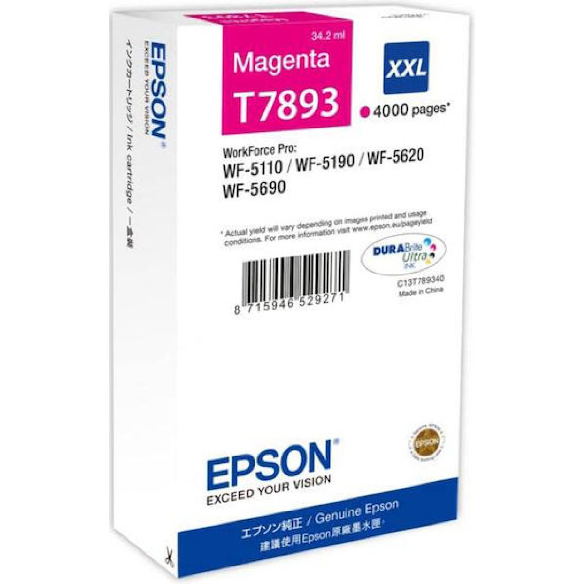 Epson T7893XXL Γνήσιο Μελάνι Εκτυπωτή InkJet Ματζέντα (C13T789340)