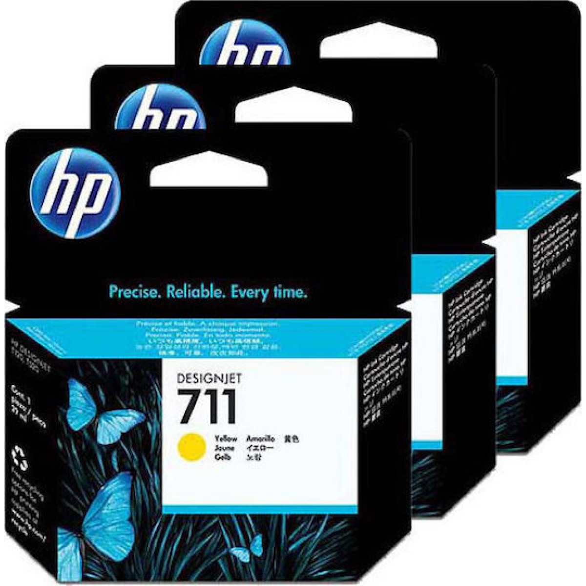 HP 711 Γνήσιο Πακέτο 3 Μελανιών Εκτυπωτή InkJet Κίτρινο (CZ136A)