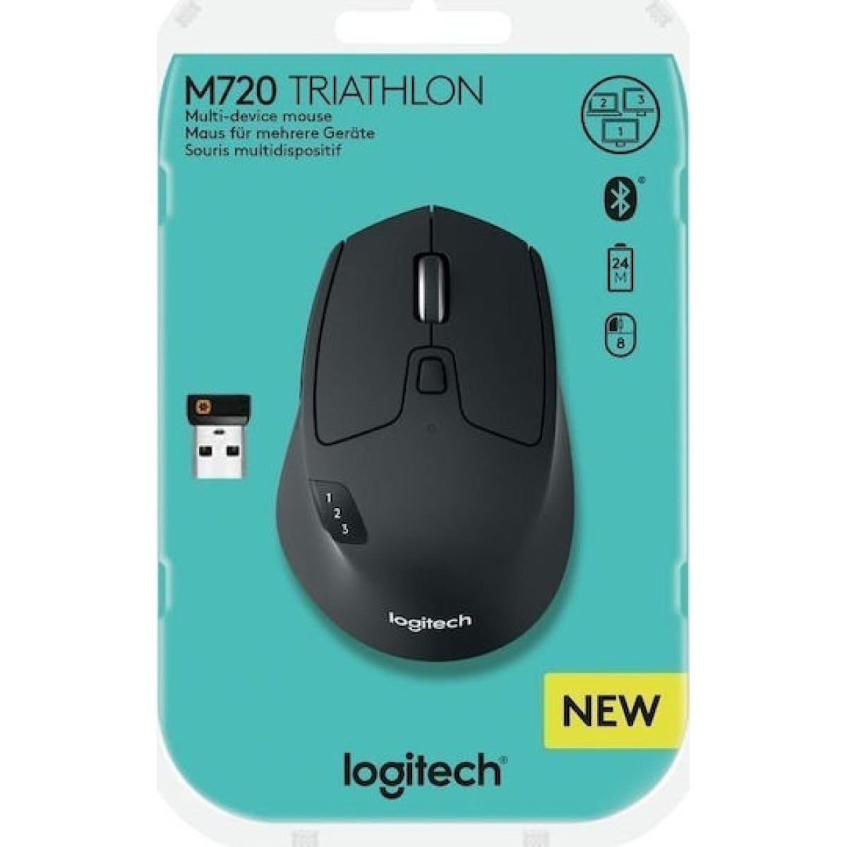Logitech M720 Triathlon Ασύρματο Bluetooth Ποντίκι Μαύρο