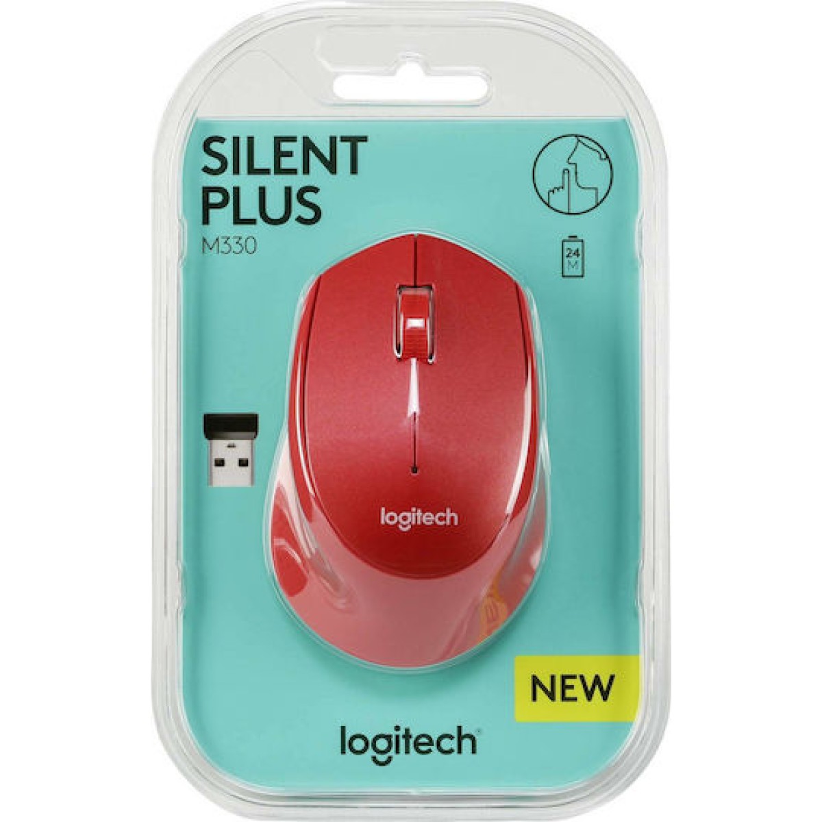 Logitech M330 Silent Plus Ασύρματο Mini Ποντίκι Κόκκινο