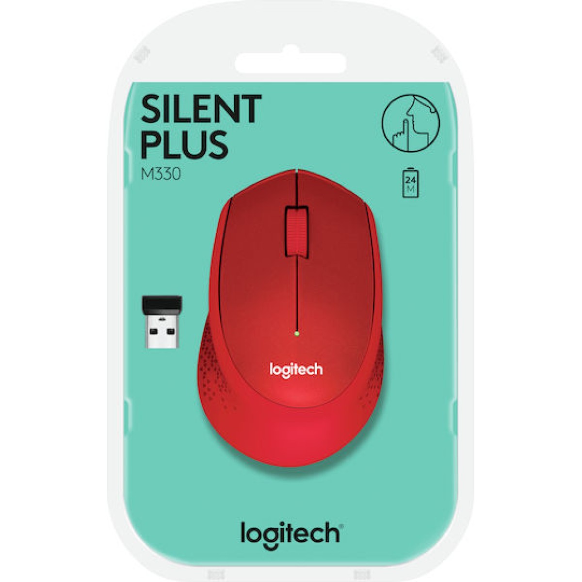Logitech M330 Silent Plus Ασύρματο Mini Ποντίκι Κόκκινο